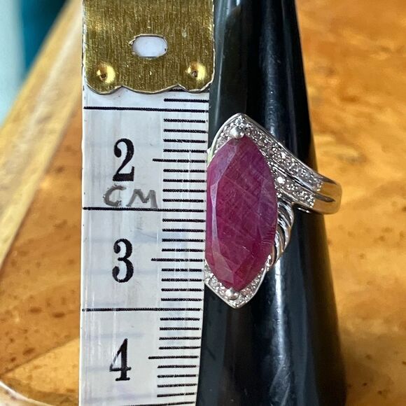 Genuine Ruby Sterling Silver Ring Size 7 - Picture 7 of 9